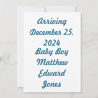 Classic Blue Baby Boy Stork Announcement Card Kaart