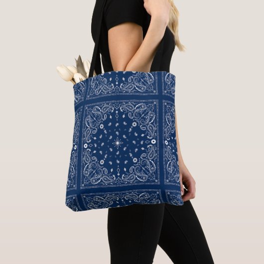Classic Blue Bandana Canvas tas (Dichtbij)