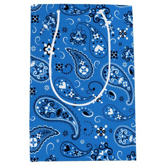 Classic Blue Bandana Paisley Medium Cadeauzakje (Voorkant)