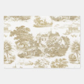 Classic Blue Beige  Franse Chateau Toile Inpakpapier Vel (Voorkant 3)