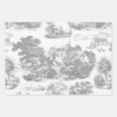 Classic Blue Beige  Franse Chateau Toile Inpakpapier Vel (Voorkant 2)