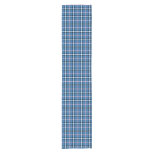 Classic Blue Black White Plaid Table Runner Korte Tafelloper (Voorkant)