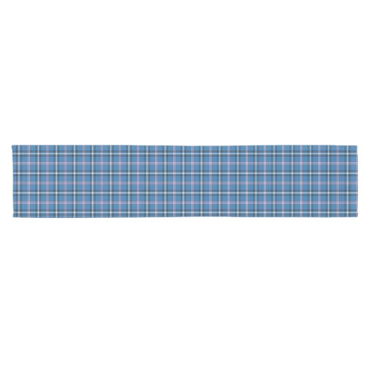 Classic Blue Black White Plaid Table Runner Korte Tafelloper (Horizontaal)