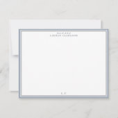 Classic Blue Border Monogram Stationery Note Card Kaart (Voorkant)