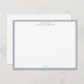 Classic Blue Border Monogram Stationery Note Card Kaart (Voorkant / Achterkant)