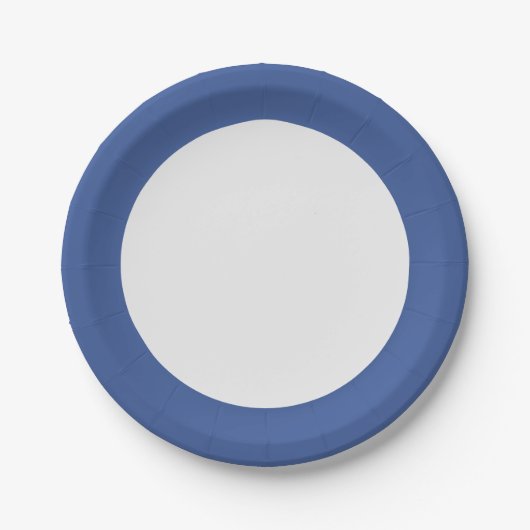 Classic Blue Border Paper Plate – Customizable Papieren Bordje (Voorkant)