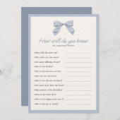 Classic Blue Bow Hoe goed ken je het douchespel? Kaart (Voorkant / Achterkant)