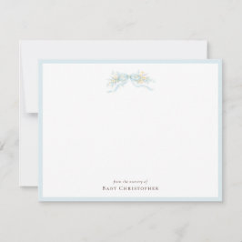 Classic Blue Bow Nursery Note Card – Personalized Notitiekaartje
