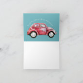 Classic Blue Bug Car met ballonnen | blanco verjaa Kaart (Binnen)