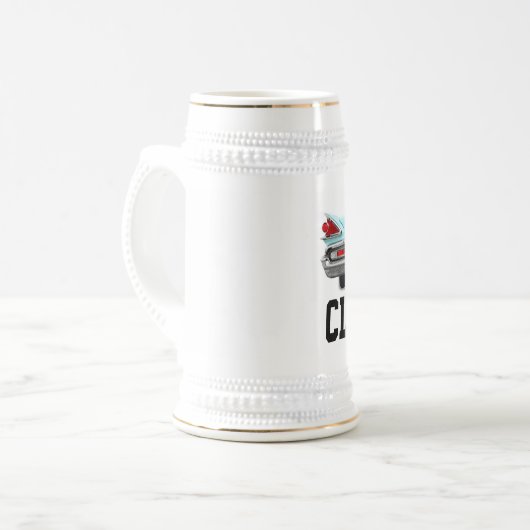 CLASSIC BLUE CAR BEER STEIN BIERPUL (Voorkant links)