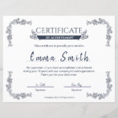 Classic Blue Certificate Of Achievement Template (Voorkant)