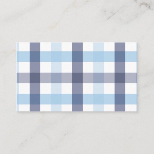 Classic Blue Check Baby showers luier loempia Informatiekaartje (Achterkant)