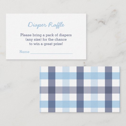 Classic Blue Check Baby showers luier loempia Informatiekaartje (Voorkant / Achterkant)