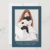 Classic Blue Check Pattern Merry-kerstfoto Feestdagenkaart (Voorkant)