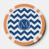 Classic Blue Chevron Monogrammed Poker Chips (Achterkant)