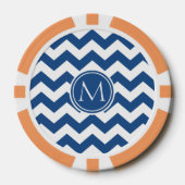 Classic Blue Chevron Monogrammed Poker Chips (Voorkant)