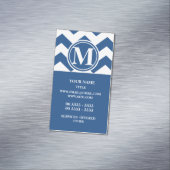 Classic Blue Chevron Monogrammed Visitekaartje Magneet (Voorbeeld)