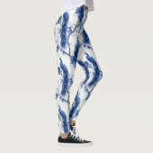 Classic Blue Chinoiserie Waterverf Franse Pauw Leggings (Rechts)