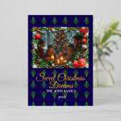 Classic Blue Christmas Greeting Photo Folie Feestdagenkaart (Staand Voorkant)