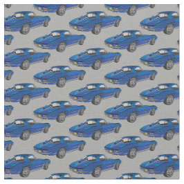 Classic Blue Corvette Design Fabric Stof