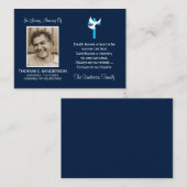 Classic Blue Cross Dove Photo Funeral Kaart Visitekaartje (Voorkant / Achterkant)