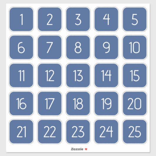 Classic Blue Customizable Square Number Stickers (Vel)