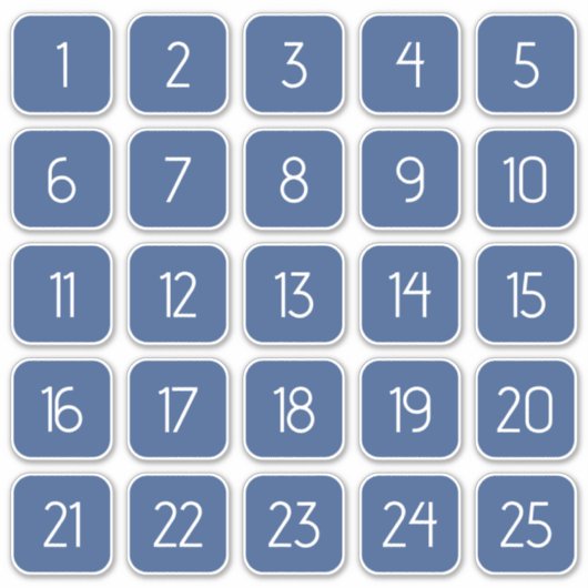 Classic Blue Customizable Square Number Stickers  (Voorkant)