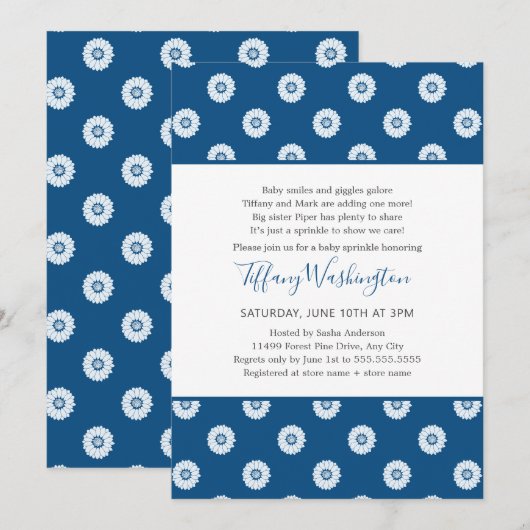 Classic Blue Daisy neutraal geslacht baby strooi Kaart (Voorkant / Achterkant)