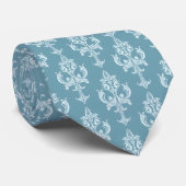 Classic Blue Damask Victorian Ornamental Pattern Stropdas (Opgerold)