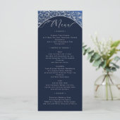 Classic Blue Damask  Wedding Menu Kaart (Staand voorkant)