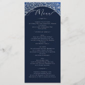 Classic Blue Damask Wedding Menu Kaart (Voorkant)
