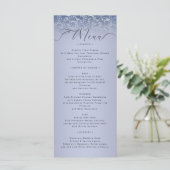 Classic Blue Damask Wedding Menu Kaart (Staand voorkant)
