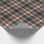 Classic Blue Dark Green Red Plaid Pattern Holiday Cadeaupapier (Hoek)