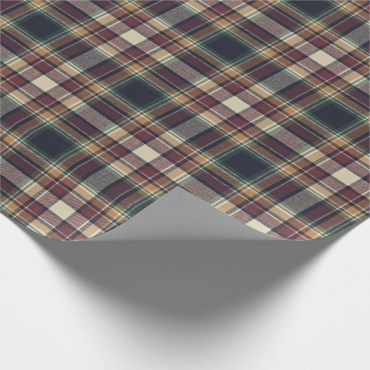 Classic Blue Dark Green Red Plaid Pattern Holiday Cadeaupapier (Hoek)