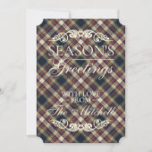 Classic Blue Dark Green Red Plaid Pattern Holiday Feestdagenkaart (Voorkant)