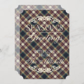 Classic Blue Dark Green Red Plaid Pattern Holiday Feestdagenkaart (Voorkant / Achterkant)