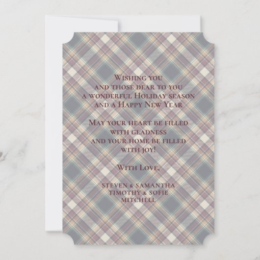 Classic Blue Dark Green Red Plaid Pattern Holiday Feestdagenkaart (Achterkant)