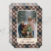 Classic Blue Dark Green Red Plaid Pattern Holiday Feestdagenkaart (Voorkant / Achterkant)