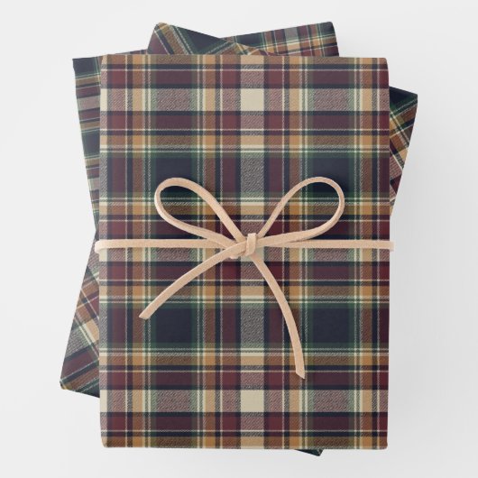 Classic Blue Dark Green Red Plaid Pattern Holiday Inpakpapier Vel (In situ)