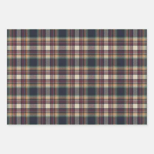 Classic Blue Dark Green Red Plaid Pattern Holiday Inpakpapier Vel (Voorkant)