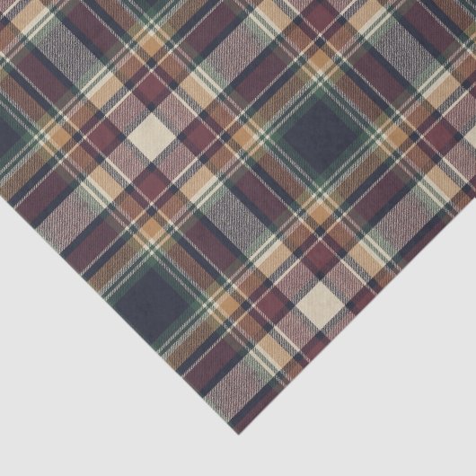 Classic Blue Dark Green Red Plaid Pattern Holiday Tissuepapier (Detail)