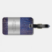 Classic Blue Digital Leather Silver Metal Monogram Bagagelabel (Achterkant horizontaal)
