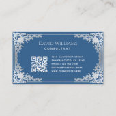 Classic Blue Elegant   Lijst QR-code Visitekaartje (Achterkant)