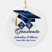 Classic Blue en Gold Afstuderen Keramisch Ornament (Achterkant)