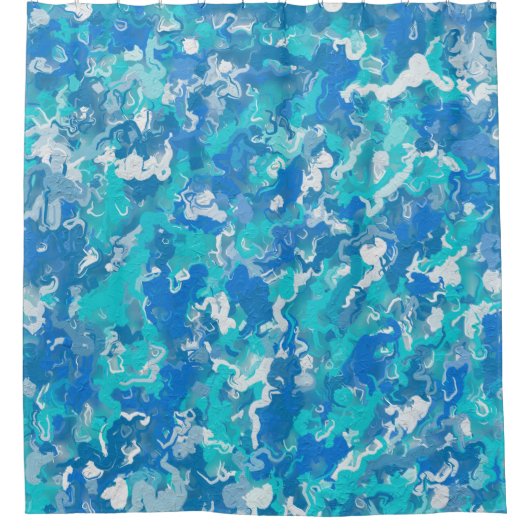 Classic Blue en Turquoise Paint Douchegordijn (Voorkant)