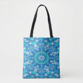 Classic Blue en Turquoise Snowflake Tote Bag (Voorkant)