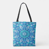 Classic Blue en Turquoise Snowflake Tote Bag (Achterkant)