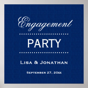 Classic Blue en White A01 van de Engagement Party Poster