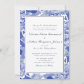 Classic Blue en White Chinoiserie Photo Wedding Kaart (Voorkant)