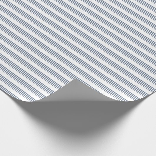 Classic Blue en White Stripe Gift Cadeaupapier (Hoek)
